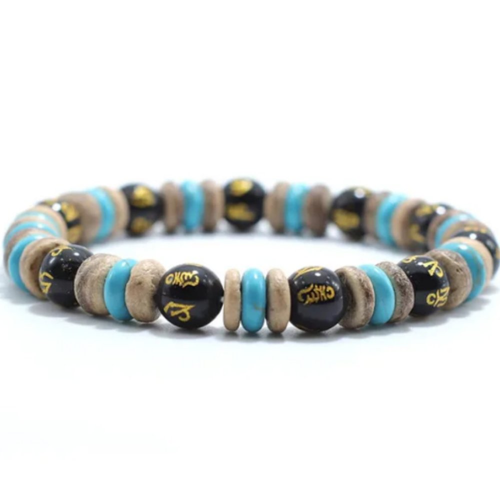 Turquoise and Coconut Bracelet,Surfer Bracelet,Coconut Bracelet